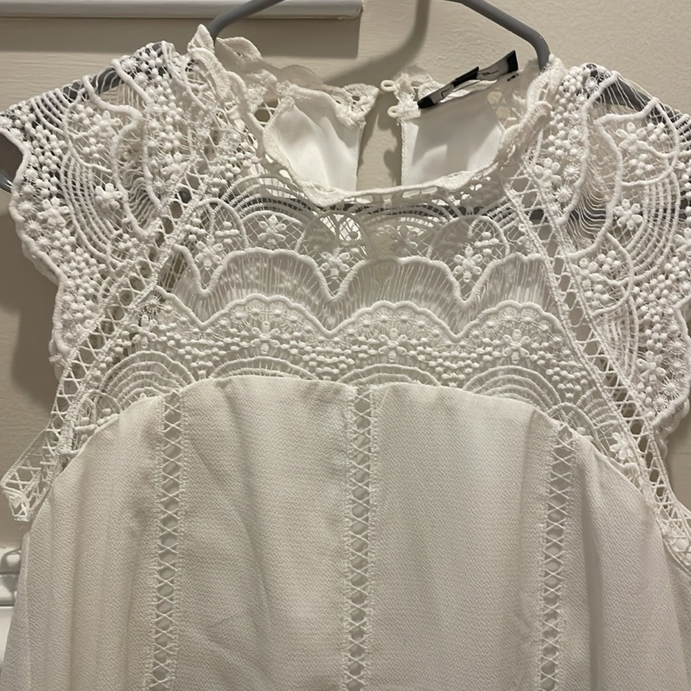 Lulus White Beautiful Lace Pattern Shift Dress In… - image 2
